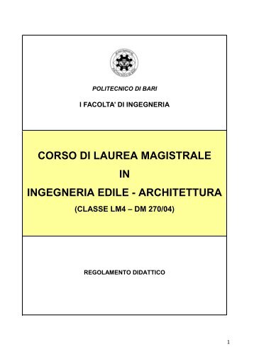 IN INGEGNERIA EDILE - ARCHITETTURA