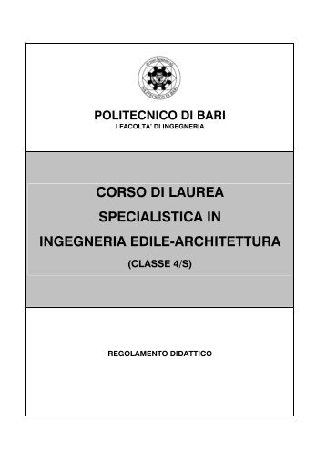 CORSO DI LAUREA SPECIALISTICA IN INGEGNERIA EDILE-ARCHITETTURA