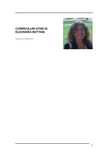 CURRICULUM VITAE DI ELEONORA BOTTANI