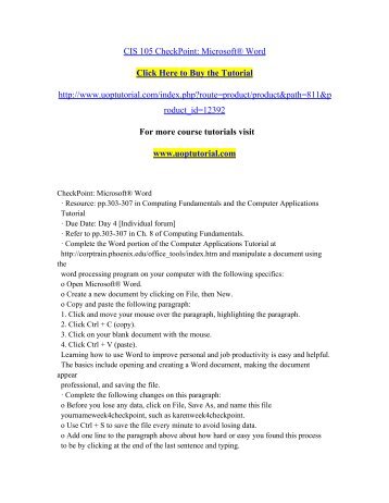 CIS 105 CheckPoint  Microsoft® Word