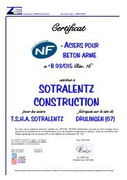 Certificat SOTRALENTZ CONSTRUCTION