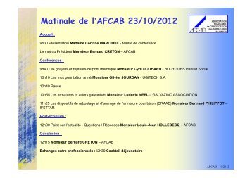 Matinale de l'AFCAB 23/10/2012