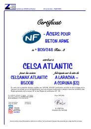 Certificat CELSA ATLANTIC