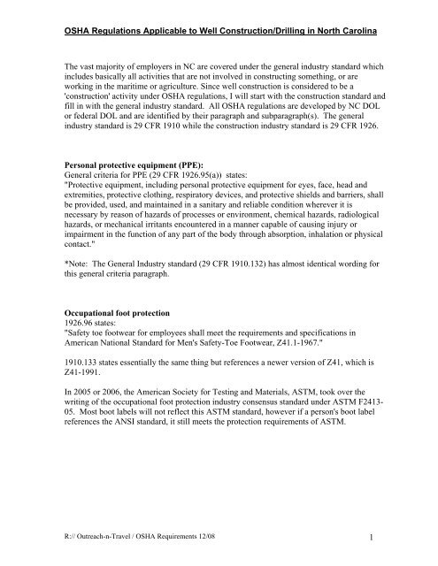 OSHA Safety Requirements Reference