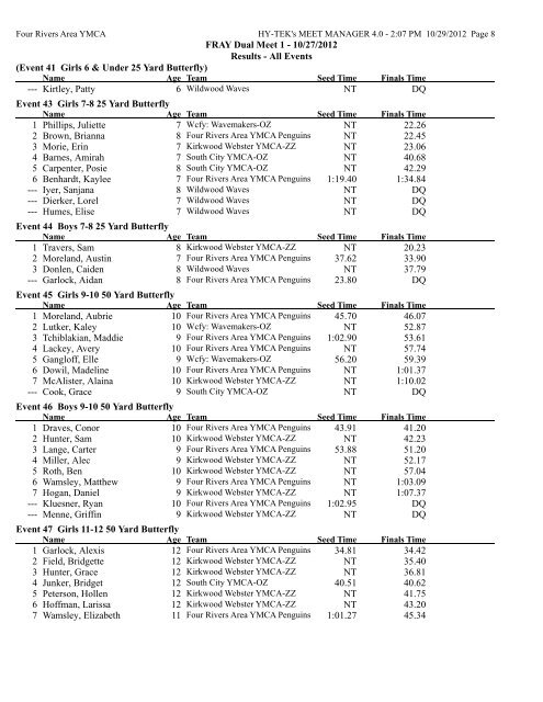 FRAY Dual Meet - YMCA of Greater St. Louis