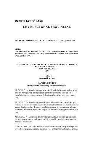 Decreto Ley Nº 4.628 LEY ELECTORAL PROVINCIAL