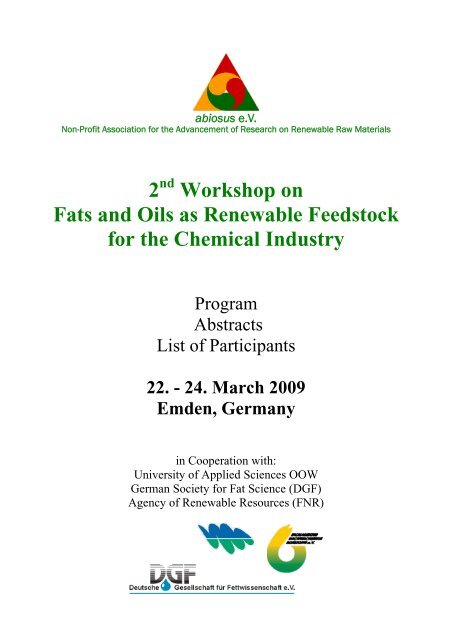 2 Workshop on Fats and Oils as Renewable Feedstock for ... - abiosus