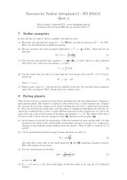 Exercises for Nuclear Astrophysics I - WS 2010/11 Sheet 4