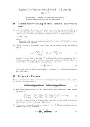 Exercises for Nuclear Astrophysics I - WS 2010/11 Sheet 7