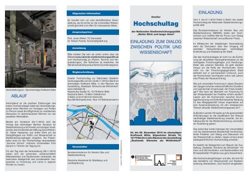 zweite Hochschultag - Nationale Stadtentwicklungspolitik