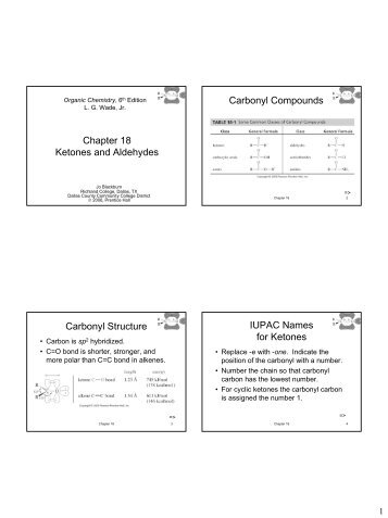 Chapter 18 Ketones and Aldehydes