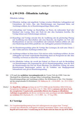 8. § 99 GWB - Öffentliche Aufträge - Vergaberecht in Deutschland