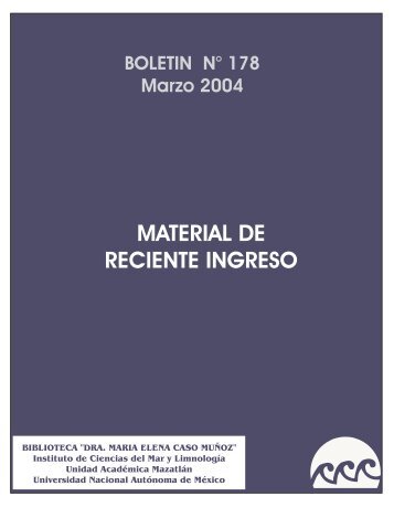 material de reciente ingreso - Instituto de Ciencias del Mar y ...