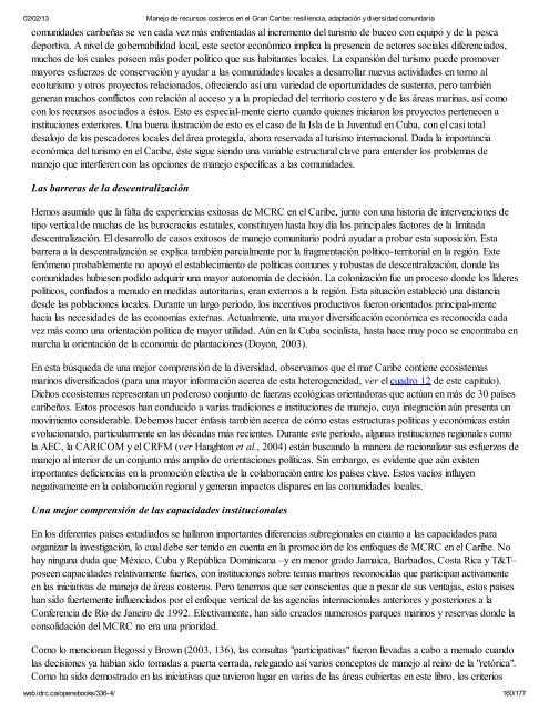 Manejo de recursos costeros en el Gran Caribe: resiliencia ...