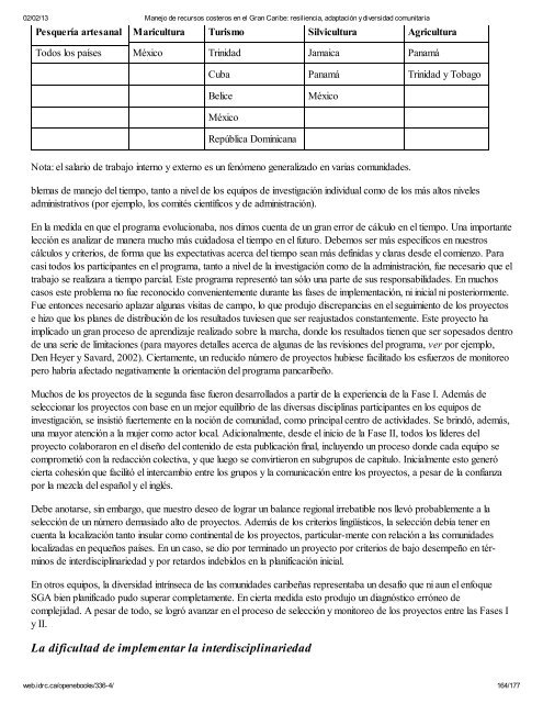 Manejo de recursos costeros en el Gran Caribe: resiliencia ...