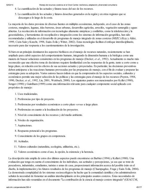 Manejo de recursos costeros en el Gran Caribe: resiliencia ...