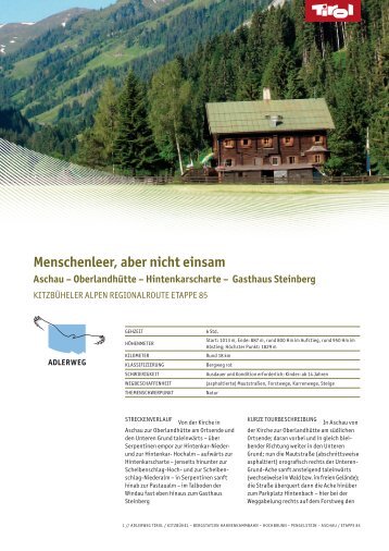 Menschenleer, aber nicht einsam Aschau – Oberlandhütte - Tirol
