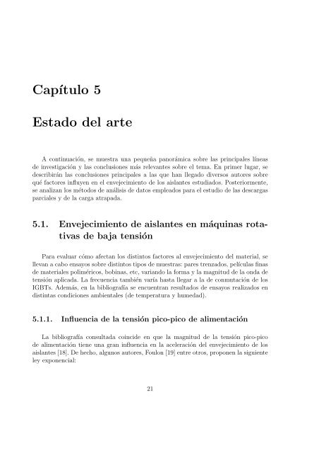 caracterizaciÂ´on del envejecimiento de los aislantes en mÂ´aquinas ...