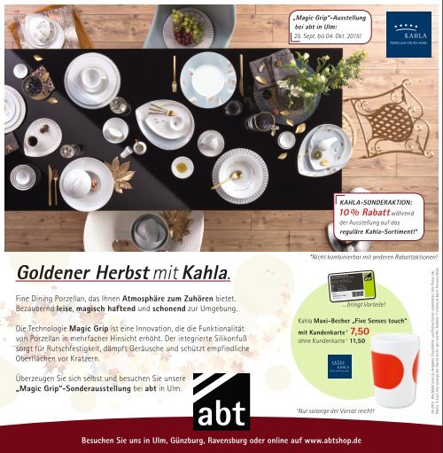 abt Journal für Ulm | Günzburg | Ravensburg | www.abtshop.de, Sept. - Nov. 2015