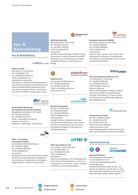 BWE Branchenreport - Windindustrie in Deutschland 2015