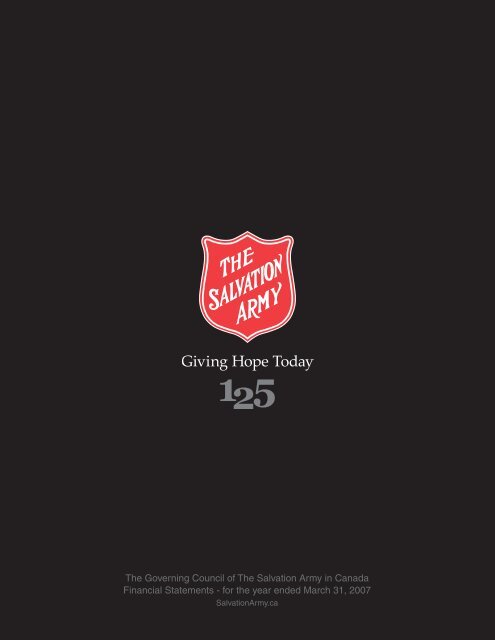 The Governing Council Of The Salvation Army In Canada Financial