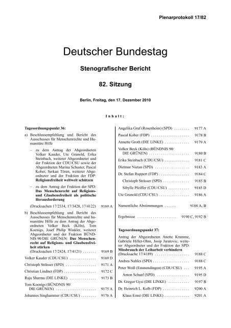 82. Sitzung - Bundestag - Deutscher Bundestag