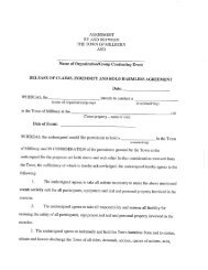 Hold Harmless Agreement Form - Millbury, MA