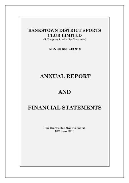 ANNUAL REPORT AND FINANCIAL STATEMENTS