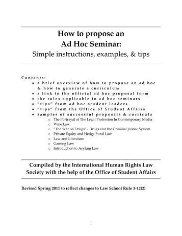 How to propose an Ad Hoc Seminar: - Duke University School of Law