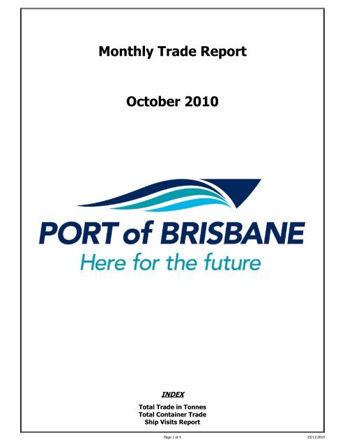 Monthly Trade Report October 2010