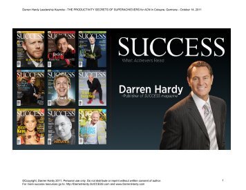 THE PRODUCTIVITY SECRETS OF SUPERACHIEVERS for ACN in ...