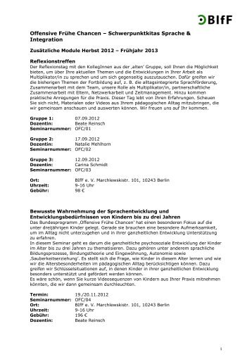 Übersicht der zusätzlichen Module. - Berliner Institut für ...