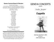 GENEVA CONCERTS Coppélia