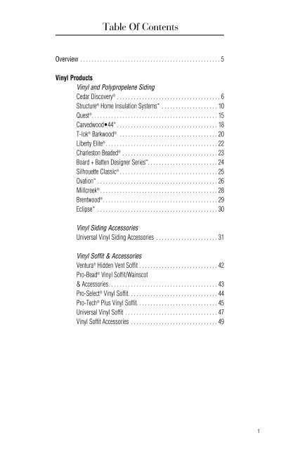 Table Of Contents