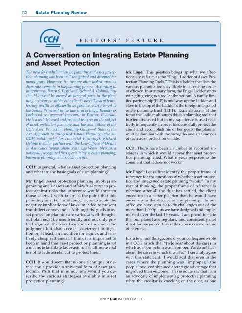 A Conversation on Integrating Estate Planning and Asset Protection