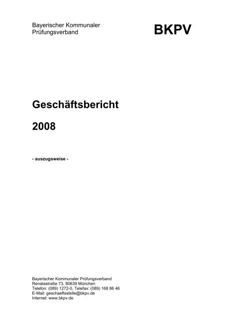 Geschäftsbericht 2008 - Bayerischer Kommunaler Prüfungsverband