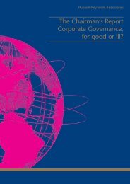 The Chairman’s Report Corporate Governance for good or ill?