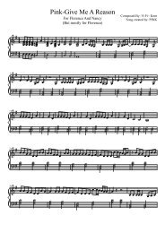 Pink-Give Me A Reason - Free Pop Piano Sheet Music