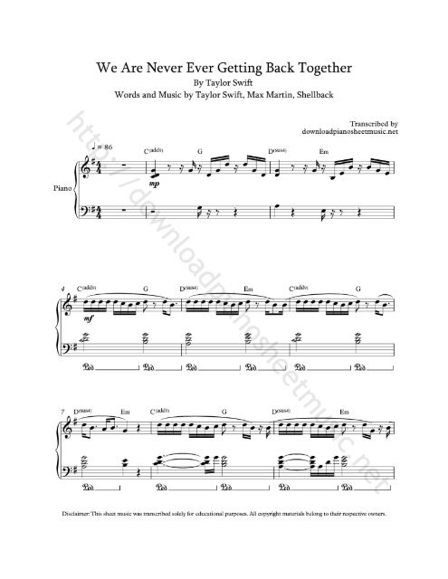 Download File - Free Pop Piano Sheet Music