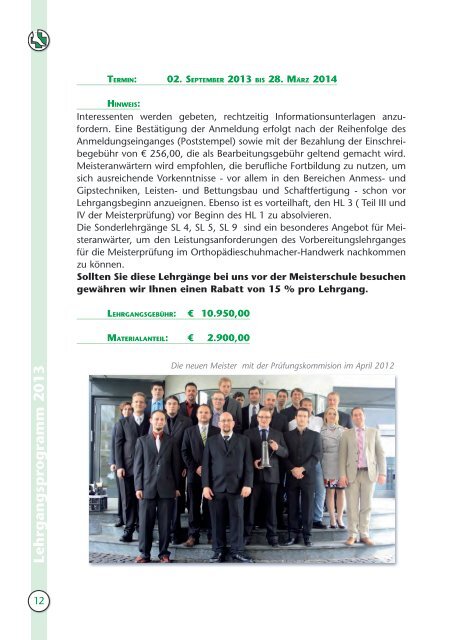 LEHRGANGSPROGRAMM 201 3