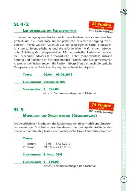 LEHRGANGSPROGRAMM 201 3