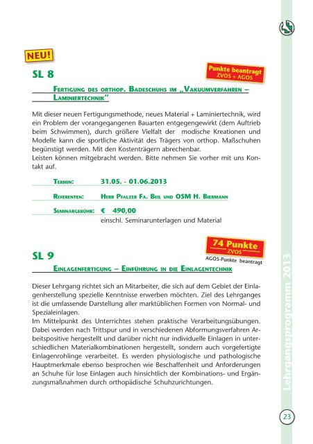 LEHRGANGSPROGRAMM 201 3