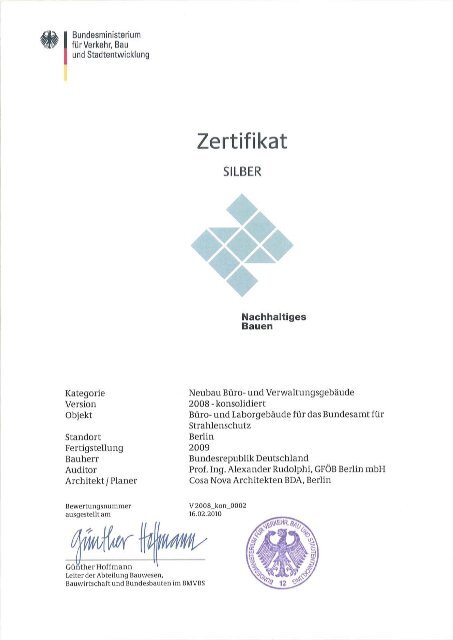 Zertifikat DGNB in silber als PDF - Bundesamt für Strahlenschutz