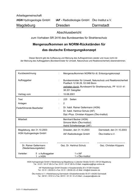 Magdeburg Dresden Darmstadt - Bundesamt für Strahlenschutz