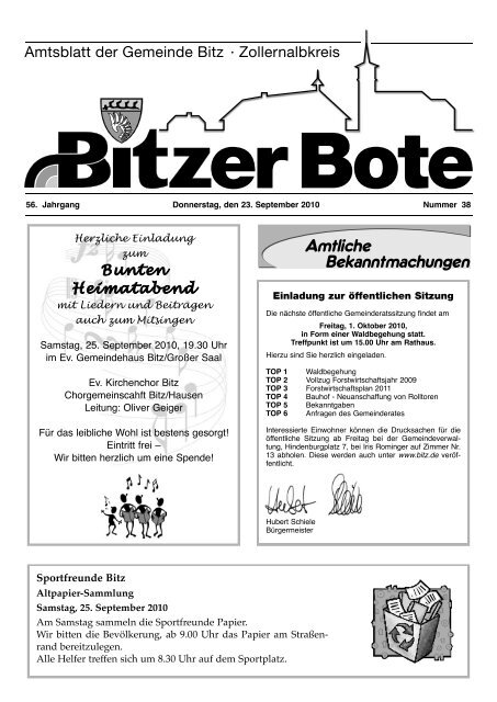 Bitzer Bote 23.September - in Bitz