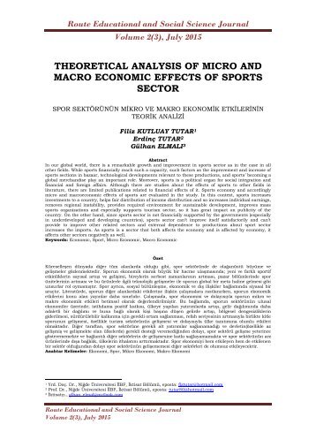 THEORETICAL ANALYSIS OF MICRO AND MACRO ECONOMIC EFFECTS OF SPORTS SECTOR