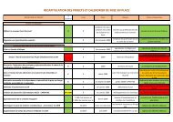 RECAPITULATION DES PROJETS ET CALENDRIER DE MISE EN PLACE