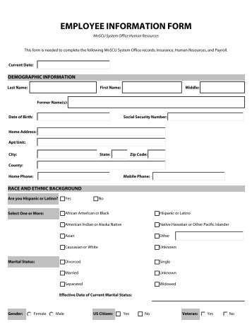 EMPLOYEE INFORMATION FORM