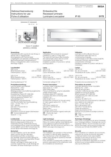 IP 65 BEGA 3172 Einbauleuchte Recessed luminaire Luminaire à ...