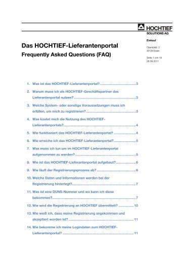 Das HOCHTIEF-Lieferantenportal - HOCHTIEF Solutions AG